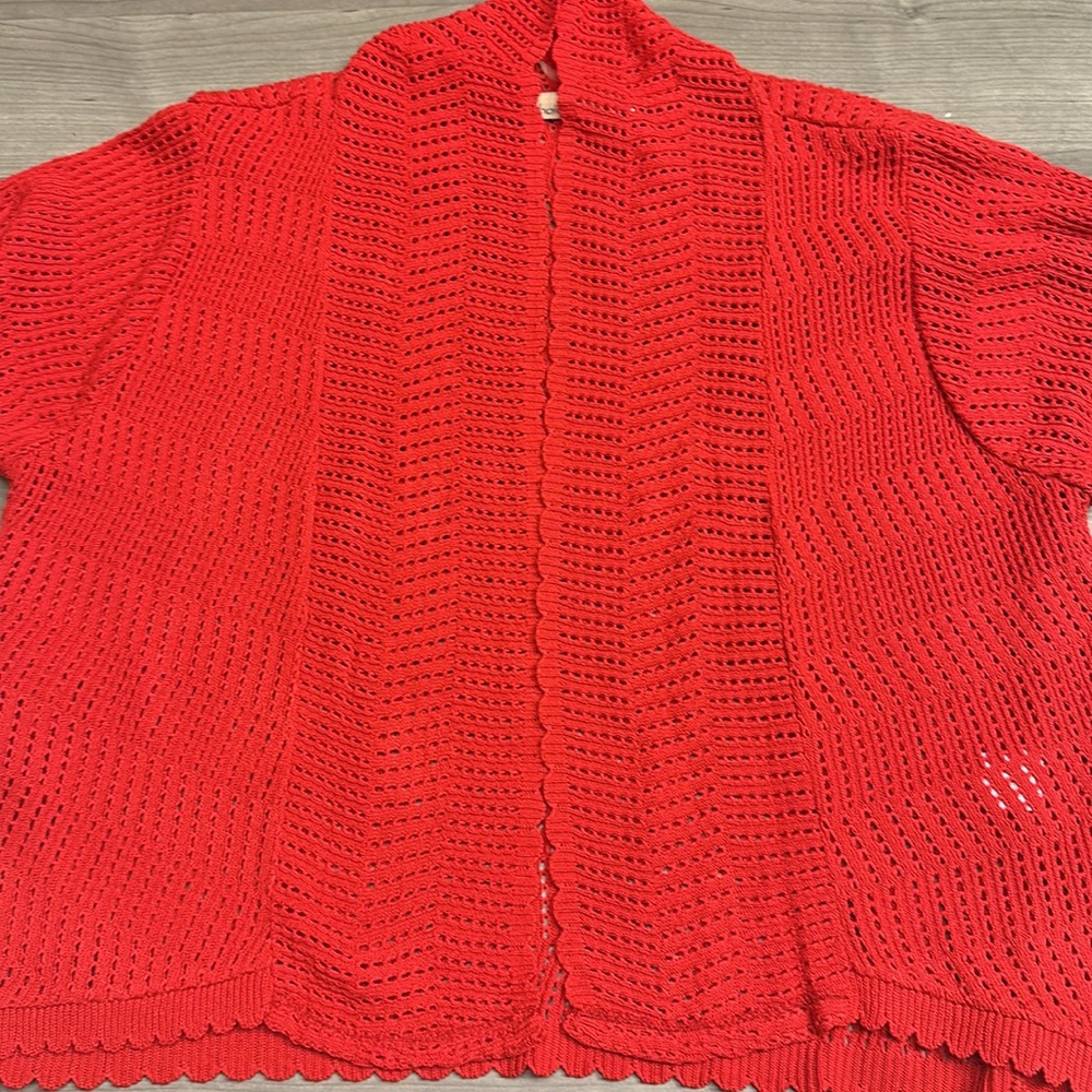 ❣️5 for 25.00 Choices red Cardigan Sweater with Ribbed Texture